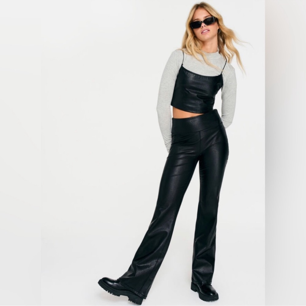 Faux leather flares pull on